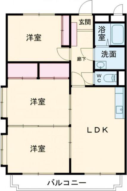 マンションK(3LDK/3階)の間取り写真