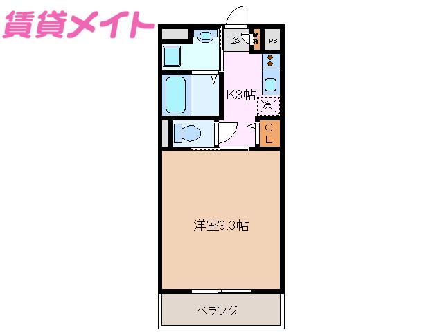 アーバンスカイ(1K/3階)の間取り写真