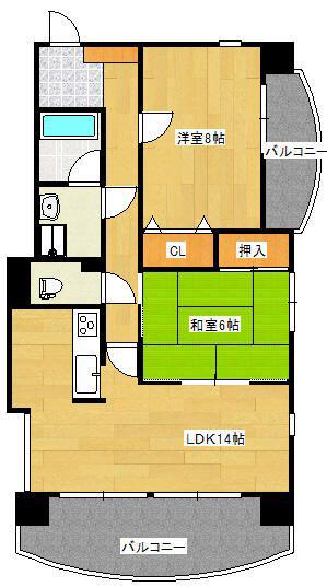 ノバ松浜町(2LDK/5階)の間取り写真