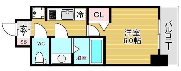 ファステート難波ミライズ(1K/5階)の間取り写真