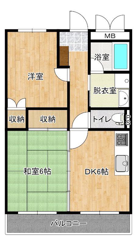 CROWN相生II(2DK/3階)の間取り写真