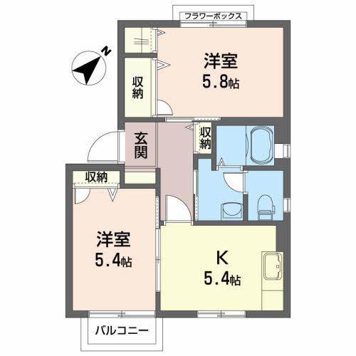 アクアロードIII(2K/1階)の間取り写真