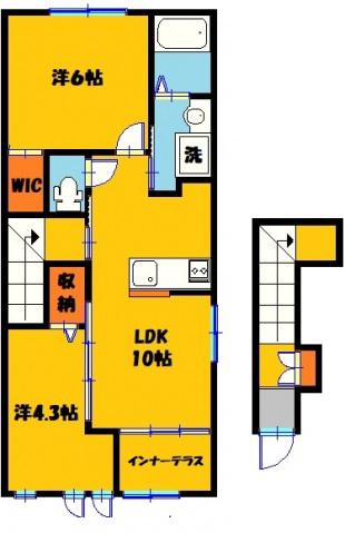 ヴィラ・グロリエンテ弥生(2LDK/2階)の間取り写真