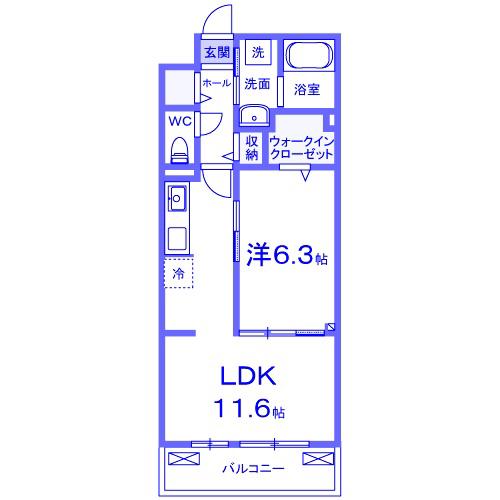 アピオ武蔵浦和(1LDK/2階)の間取り写真