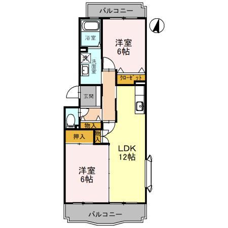 エーデルハイム峯岸(2LDK/1階)の間取り写真