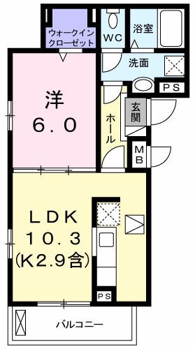 ローゼンハイムIII(1LDK/1階)の間取り写真