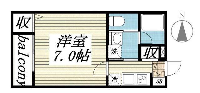 ルミエール エタンセル ドゥー(1K/2階)の間取り写真