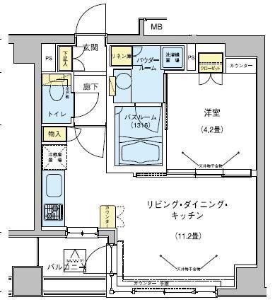 ドゥーエ五反田(1LDK/7階)の間取り写真