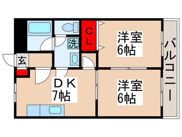 メゾンK&O1(2DK/1階)の間取り写真