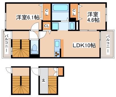 YSテラス(2LDK/3階)の間取り写真