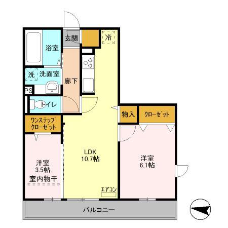 シャルマン元町(2LDK/3階)の間取り写真