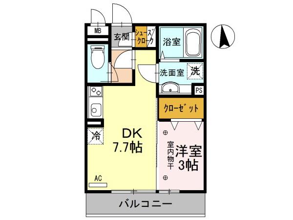 カーサ丸山(1DK/1階)の間取り写真