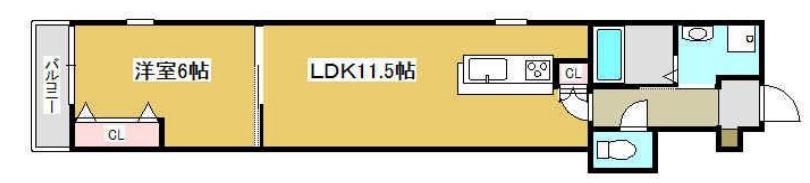 コティ姫路(1LDK/2階)の間取り写真