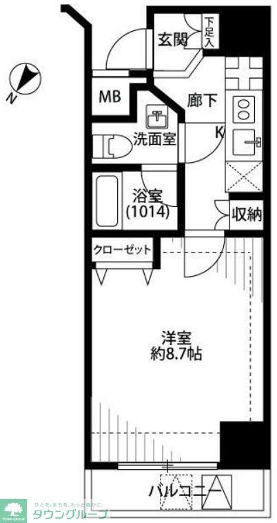 プレール・ドゥーク日本橋(1K/1階)の間取り写真