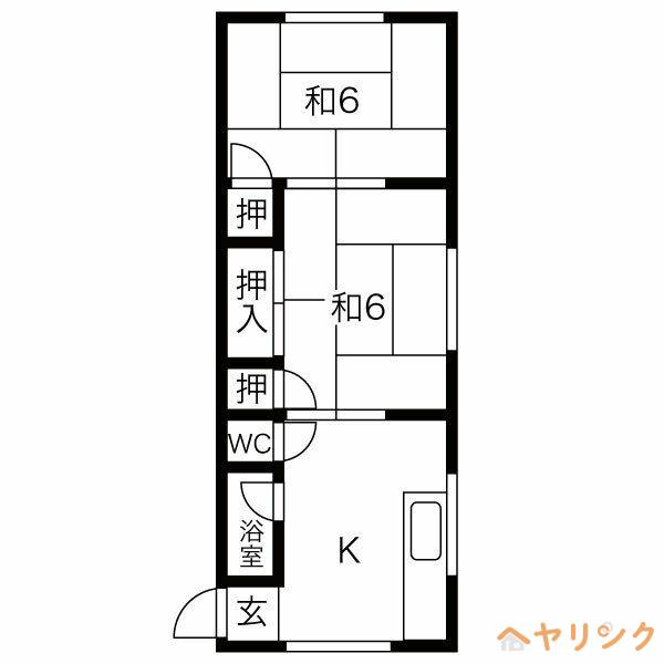 コーポ真畔(2K/1階)の間取り写真