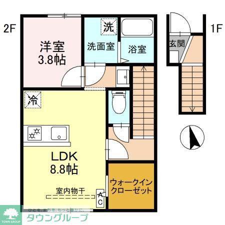 RELUXIA A(1LDK/2階)の間取り写真