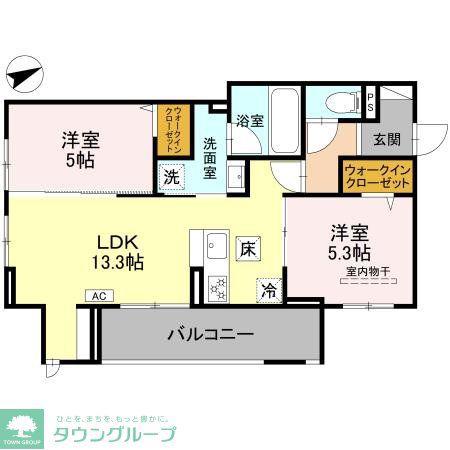 ヴェントプーロ東松山(2LDK/1階)の間取り写真
