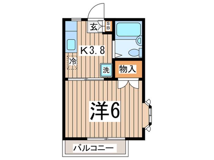 グランデュール文庫(1K/2階)の間取り写真