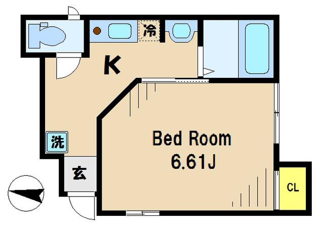 GEMINIKARAKIDA(1K/1階)の間取り写真