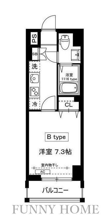 MILEBEL CHITOSEDAI(1K/4階)の間取り写真