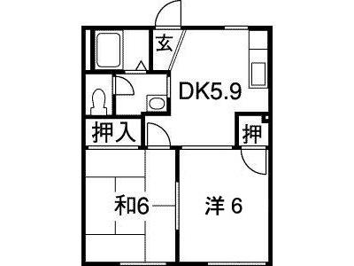 フレグランス中島(2DK/2階)の間取り写真