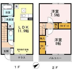 セジュール姫島III(2LDK/1階)の間取り写真