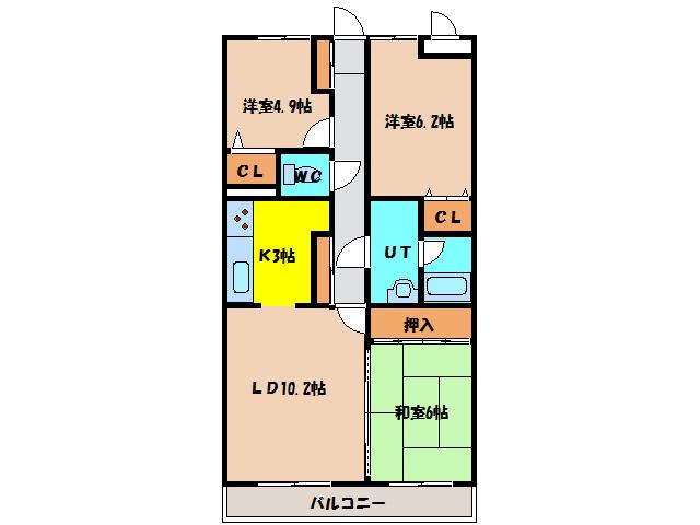 タオコート湯川(3LDK/10階)の間取り写真