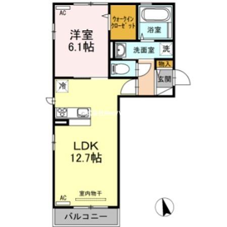 JR牟岐線 阿波富田駅 徒歩33分 3階建 築10年(1LDK/2階)の間取り写真