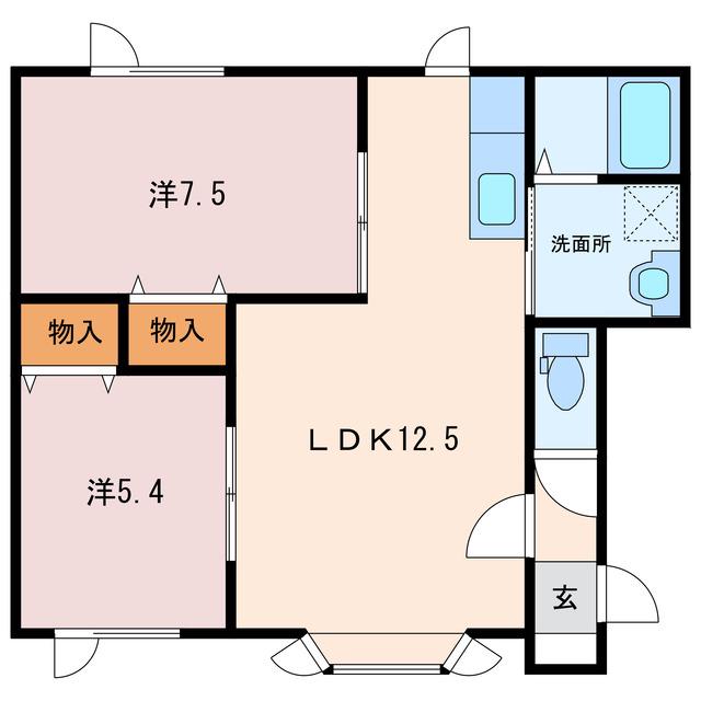ノーザンベル(2LDK/2階)の間取り写真