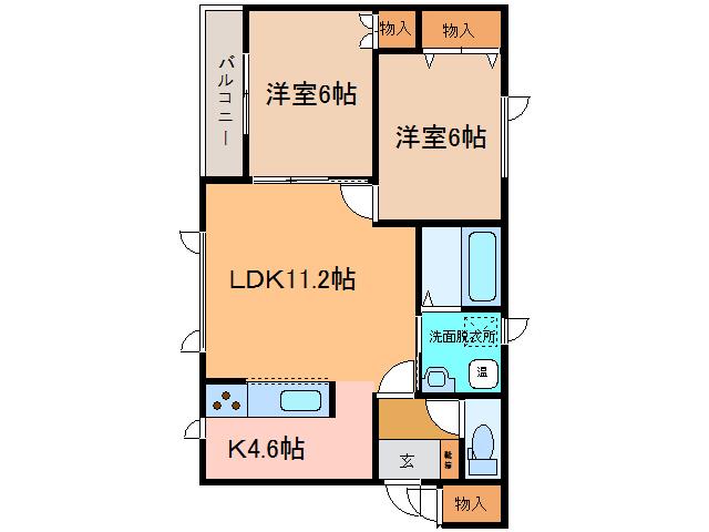 とてっぽ(2LDK/1階)の間取り写真