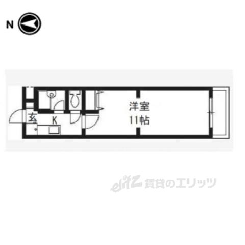 R-GRANZRAKUNAN (1K/2階)の間取り写真