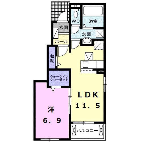 グラン・メゾン 御門(1LDK/1階)の間取り写真