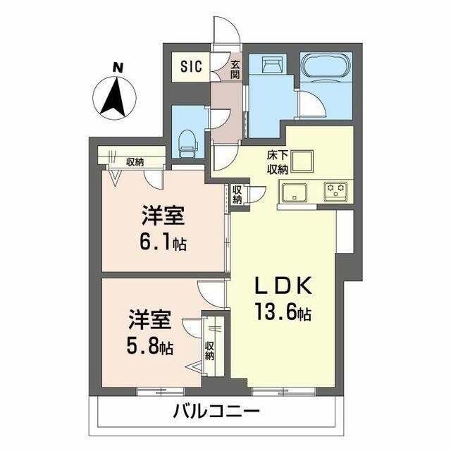 ル ヴァン フレ(2LDK/1階)の間取り写真