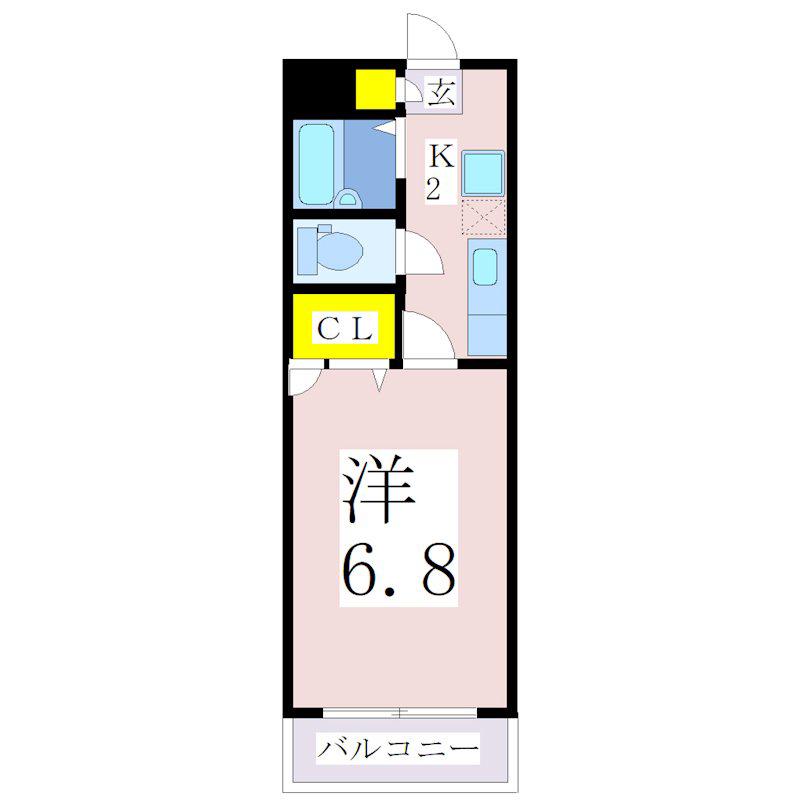 紫原山元マンション(1K/2階)の間取り写真