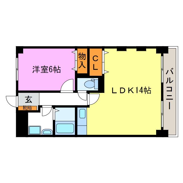 シャンセ虫生野(1LDK/2階)の間取り写真