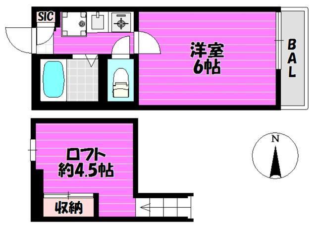 ショコラV(1K/1階)の間取り写真