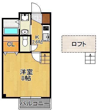 メゾン上の原(1K/2階)の間取り写真