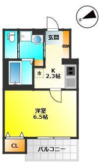 諸岡4丁目アパート(1K/3階)の間取り写真