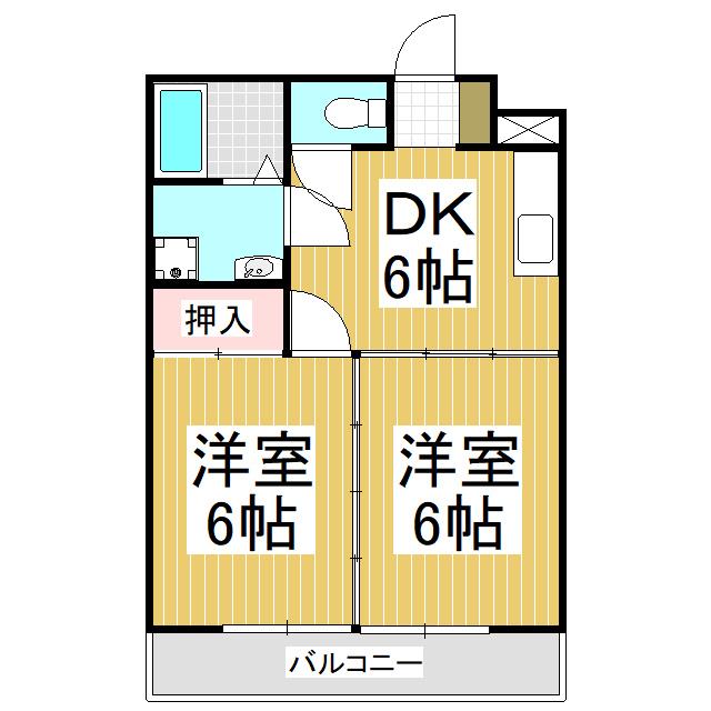 アルプスハイツ ヤザワ(2DK/2階)の間取り写真