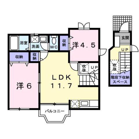 プレミアージュB(2LDK/2階)の間取り写真