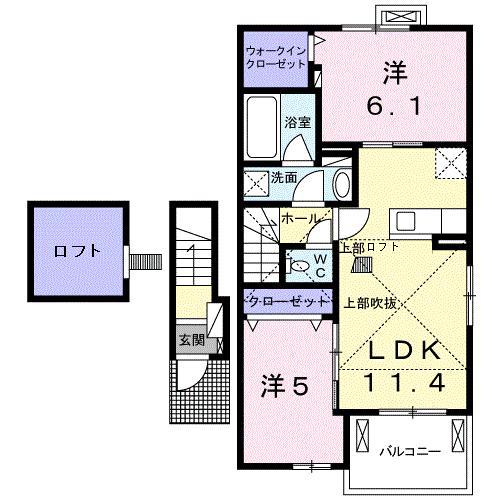 カカアコ(2LDK/2階)の間取り写真