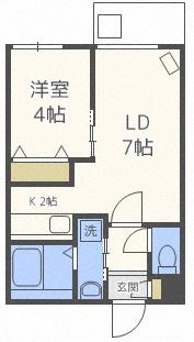 フィオーレ南円山(1LDK/1階)の間取り写真