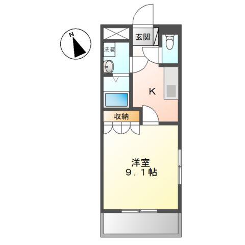 サンシャインヒルズ三井(1K/1階)の間取り写真