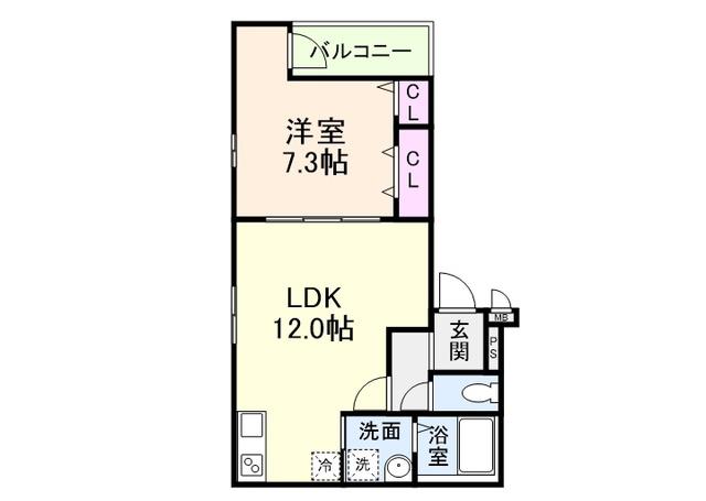 ラヴェリテ鳳(1LDK/2階)の間取り写真