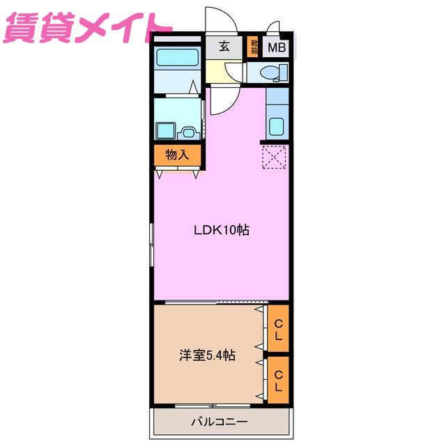 カレン橘(1LDK/3階)の間取り写真