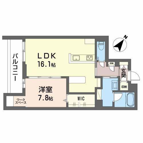 HIGH LINE PARK A(1LDK/3階)の間取り写真