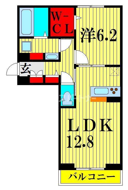 FERRO PALAZZO D棟(1LDK/2階)の間取り写真