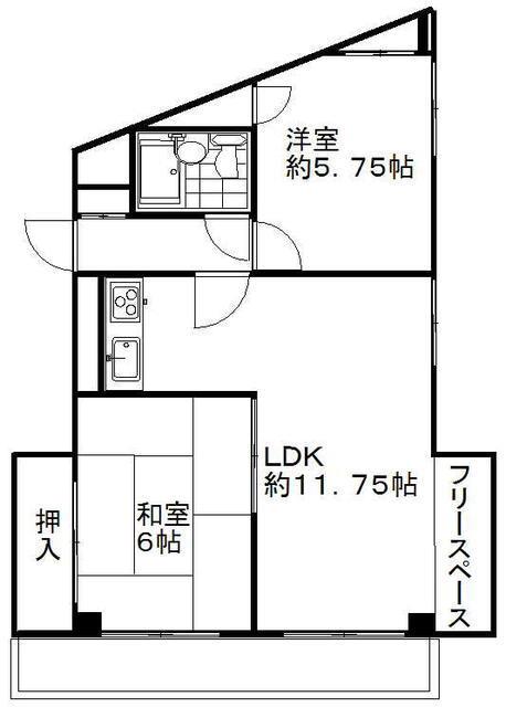 グレイスコーポ片山(2LDK/2階)の間取り写真