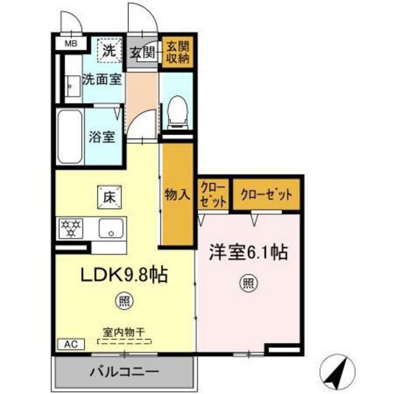プラトーハウス(1LDK/1階)の間取り写真