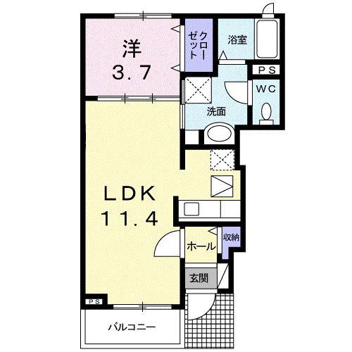 ブルック(1LDK/1階)の間取り写真